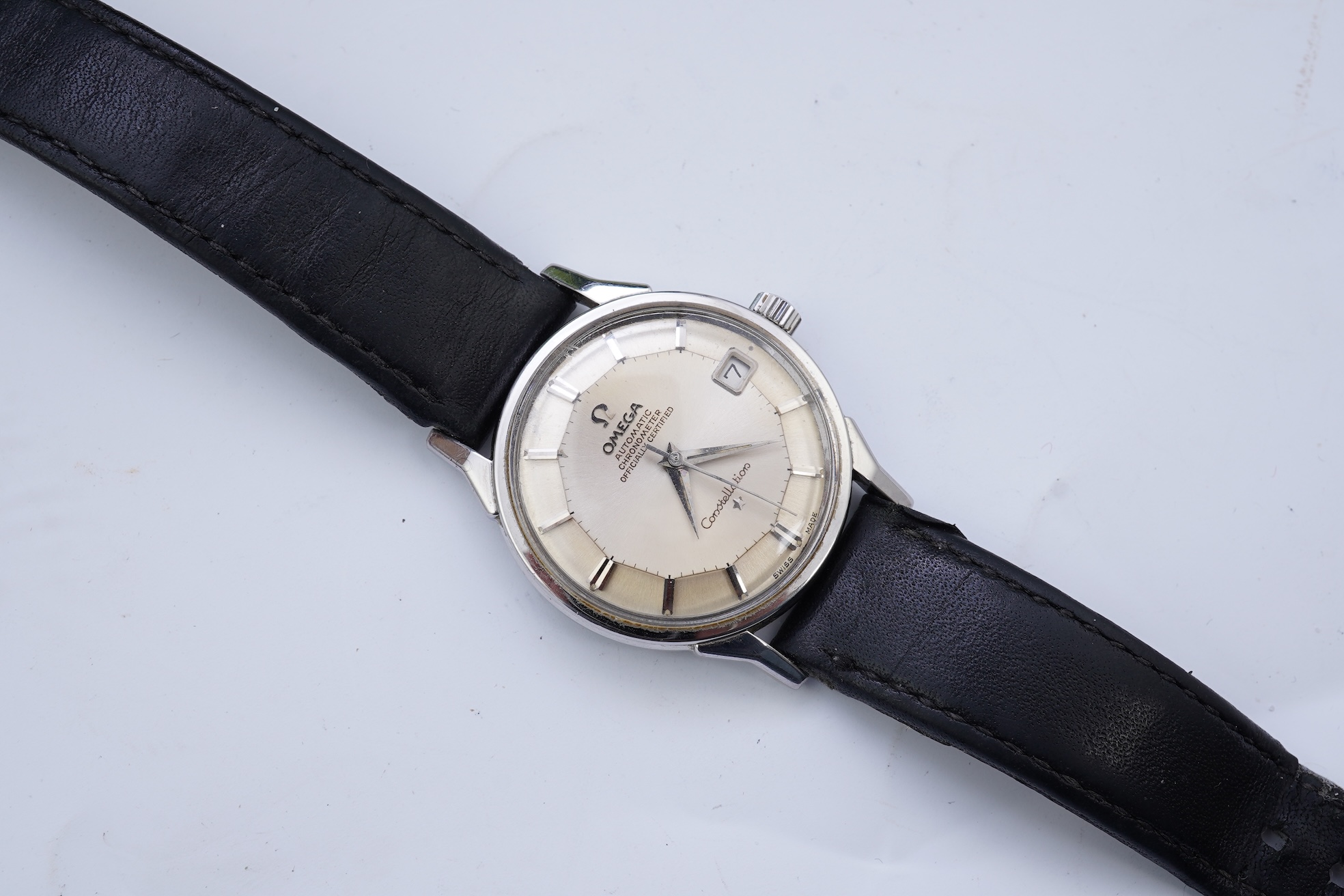 A gentleman's 1960's? stainless steel Omega Constellation Automatic Chronometer Officially Certified wrist watch, with pie-pan dial